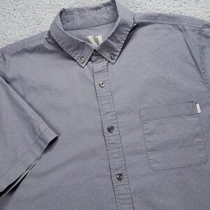 Vuori Shirt Mens Large Gray Polka Dot Short Sleeve Button Up Stretch Casual